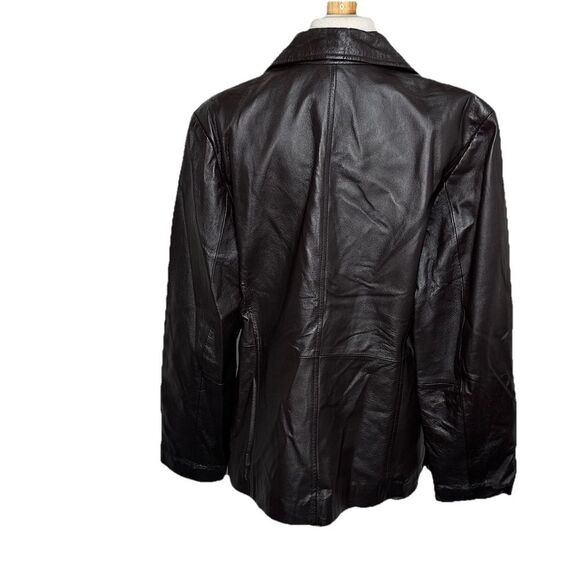 TOWER HILL COLLECTION Genuine Leather‎ Brown Blazer Jacket Lined Women's size 16 - Picture 6 of 8